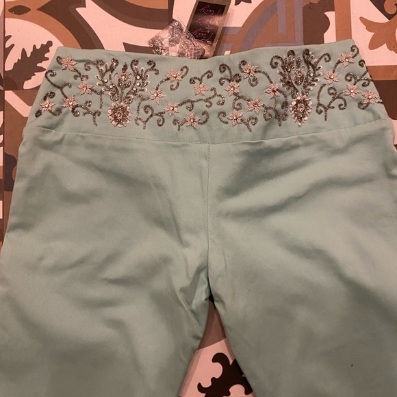 Ladies FRAY Aqua Beaded Pants NWT - Picture 2 of 5